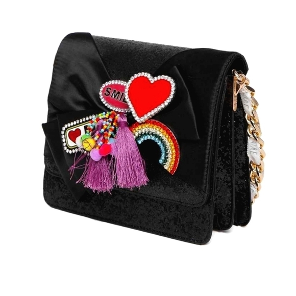 ALDO Black Red Glitter Embellished Crossbody Sling Bag - Picture 2 of 8